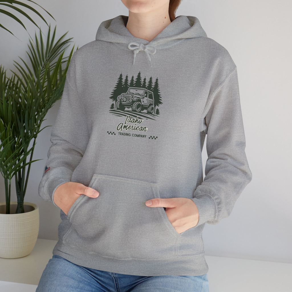 Idaho American Trading Co. Off-Roading Jeep Hoodie with Sleeve Logo