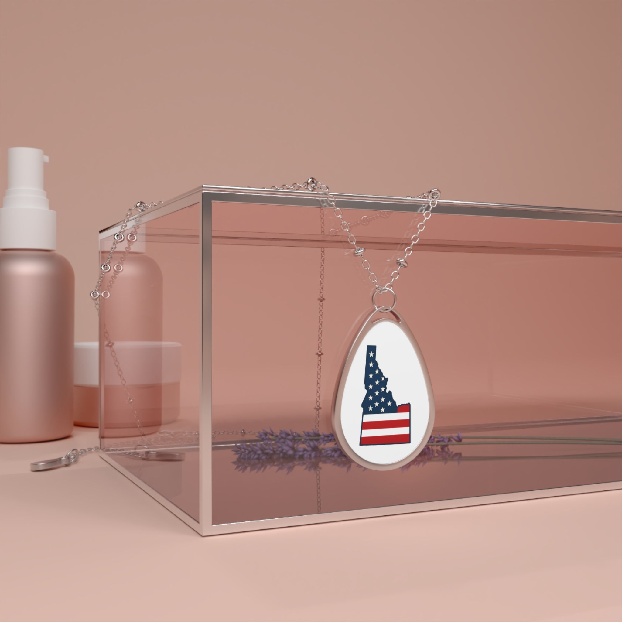 Idaho American Flag Oval Necklace