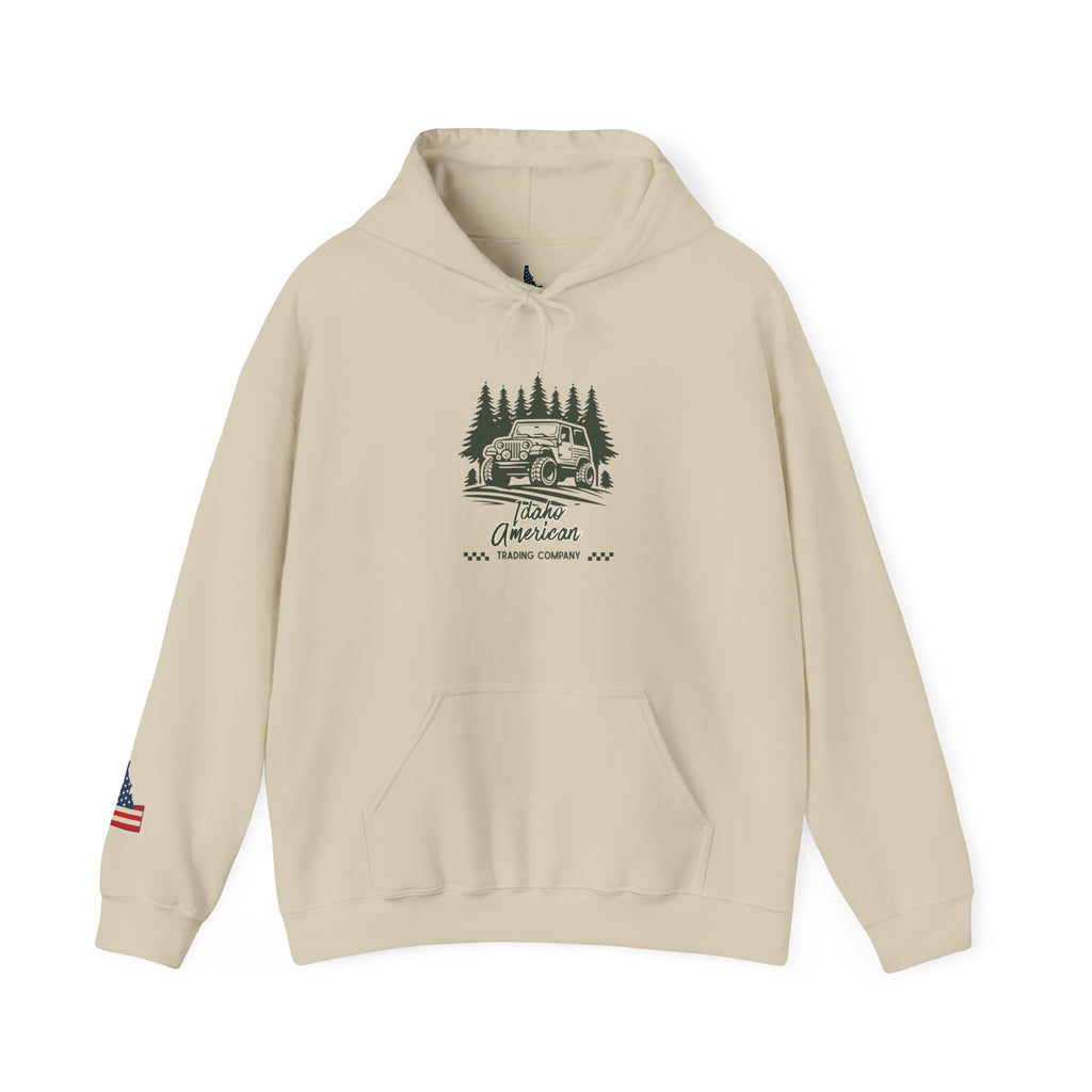 Idaho American Trading Co. Off-Roading Jeep Hoodie with Sleeve Logo