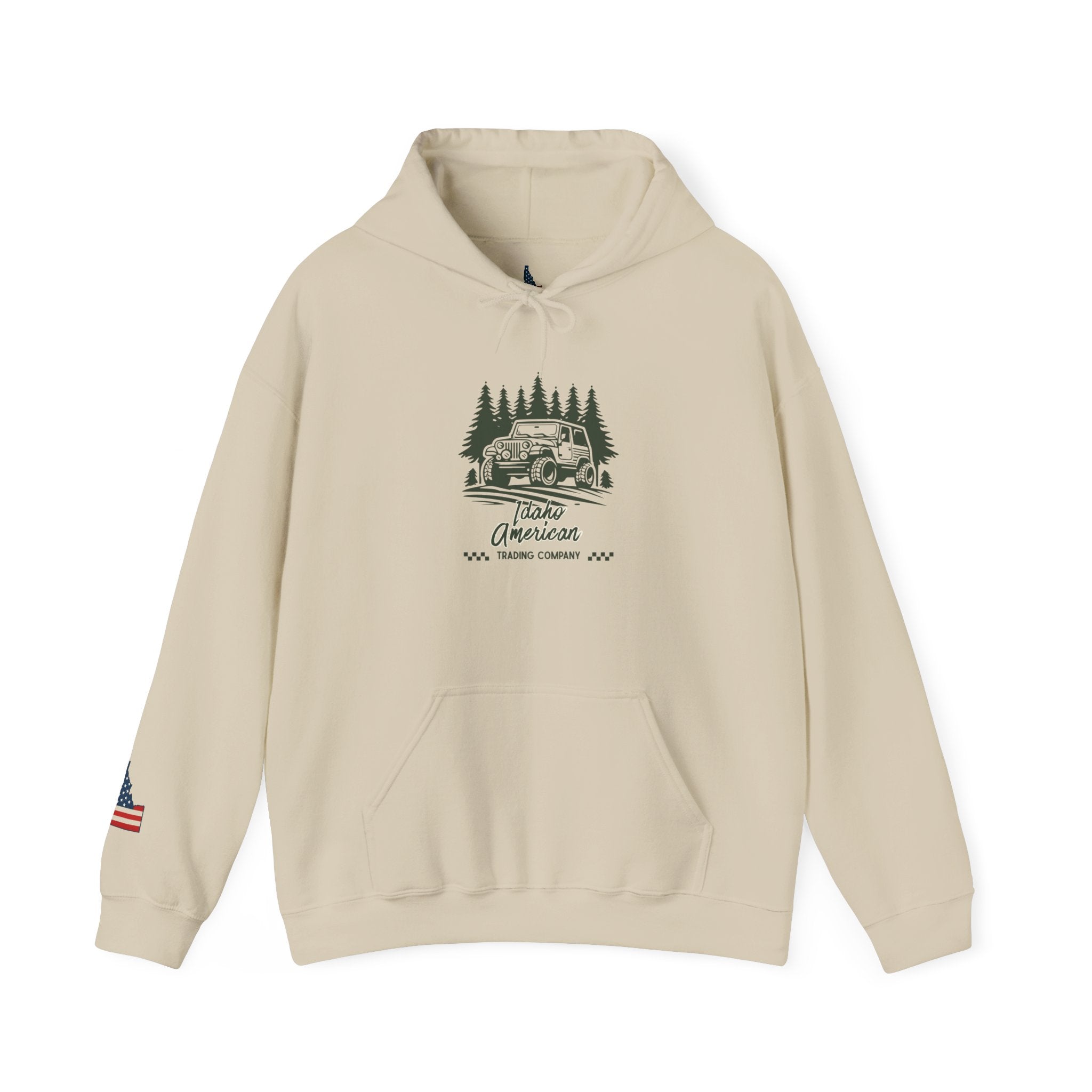 Idaho American Trading Co. Off-Roading Jeep Hoodie with Sleeve Logo