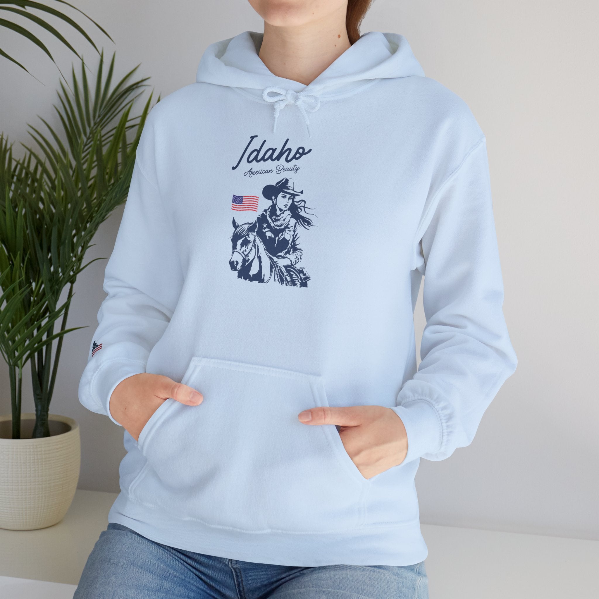 Idaho American Beauty Western Hoodie With Sleeve Logo