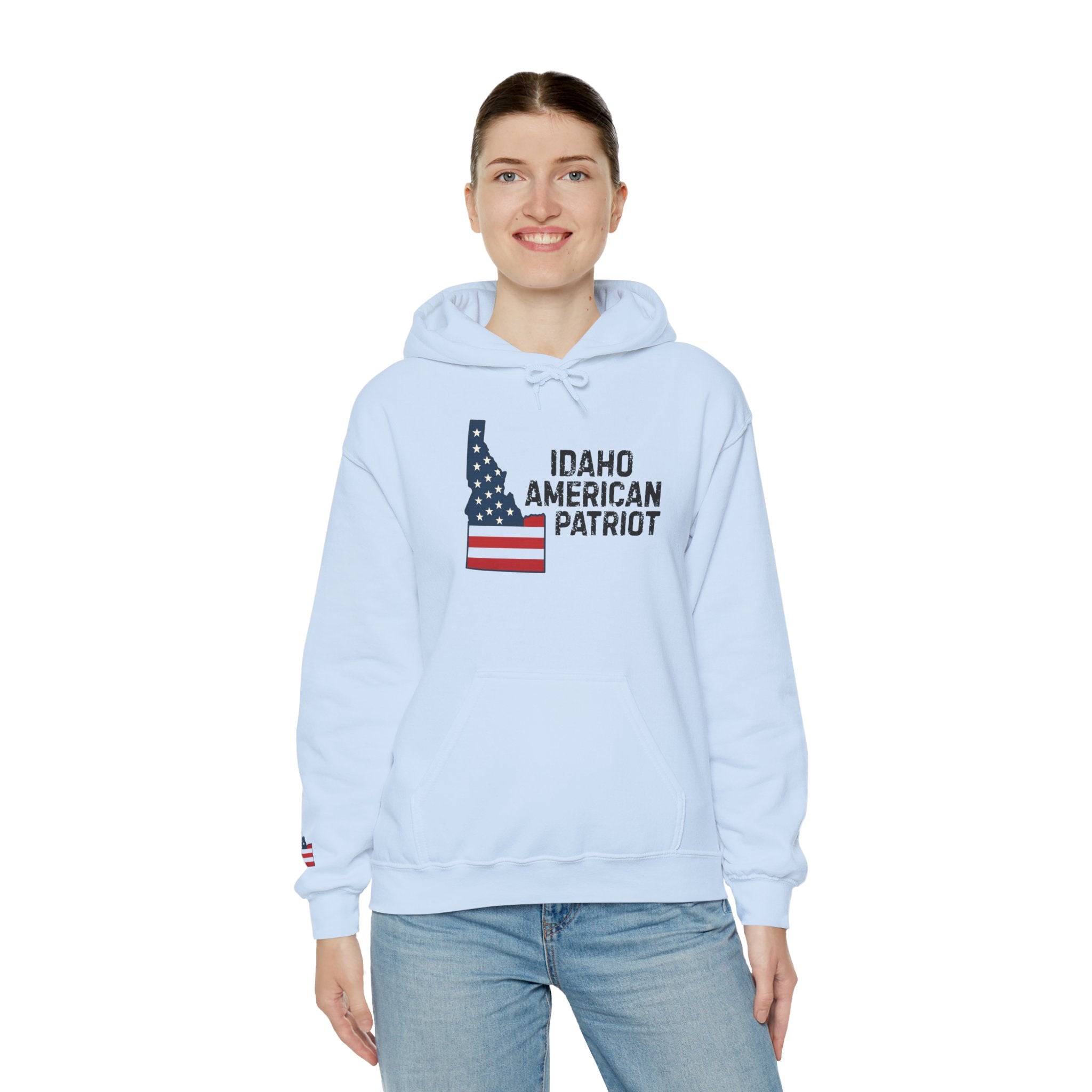 'Idaho American Patriot' Hoodie with Sleeve Logo