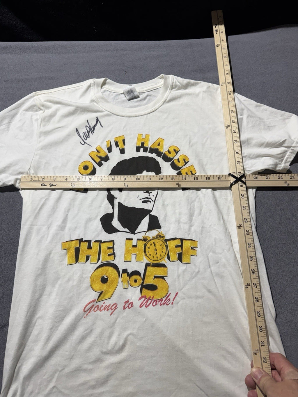 Signed David Hasselhoff ‘Don’t Hassel The Hoff’ Shirt 2019 London Play 9 To 5