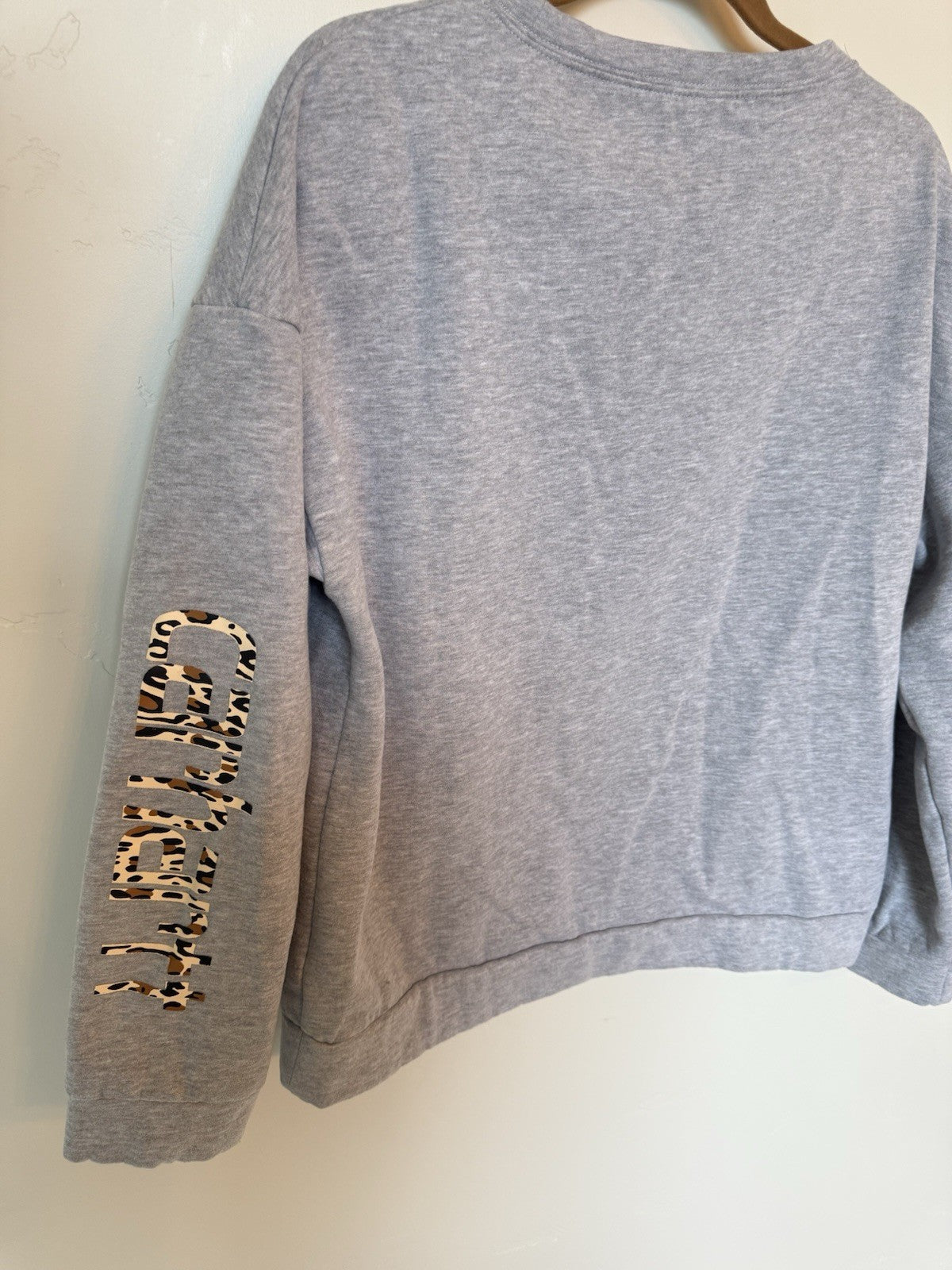 Rare Carhartt Women's Gray Large Sweatshirt Animal Print And Sleeve Letters Logo