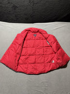 Lands End Puffer Vest Womens L 14-16 Red Goose Down Blend Front Pockets