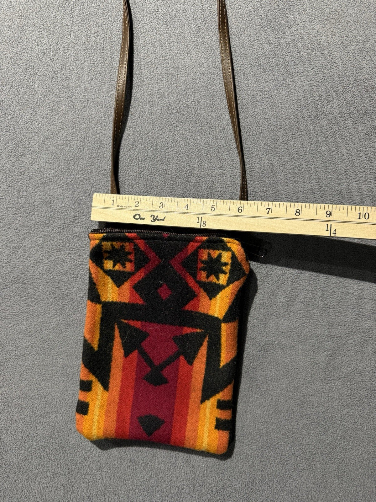 Rustic Colorful Southwestern Aztec Small Zipper Crossbody Bag Purse 8 X 6 Inches