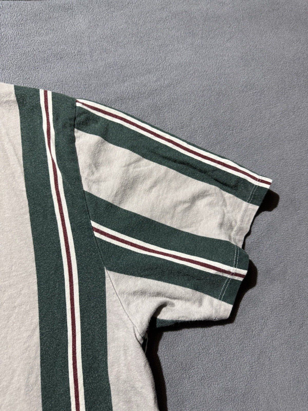Guess Los Angeles Shirt Mens L White Green Maroon Striped Vintage Embroidered