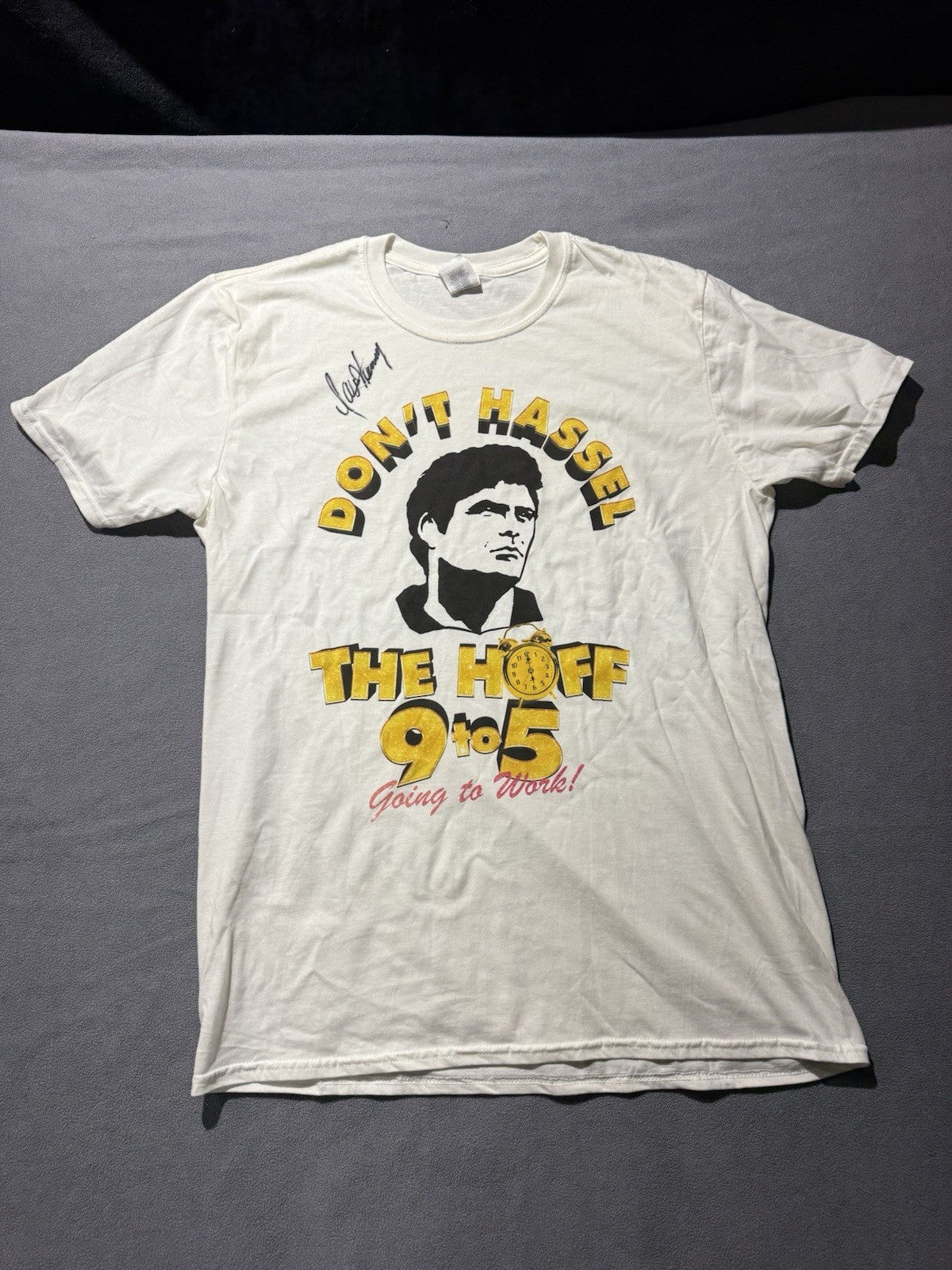 Signed David Hasselhoff ‘Don’t Hassel The Hoff’ Shirt 2019 London Play 9 To 5
