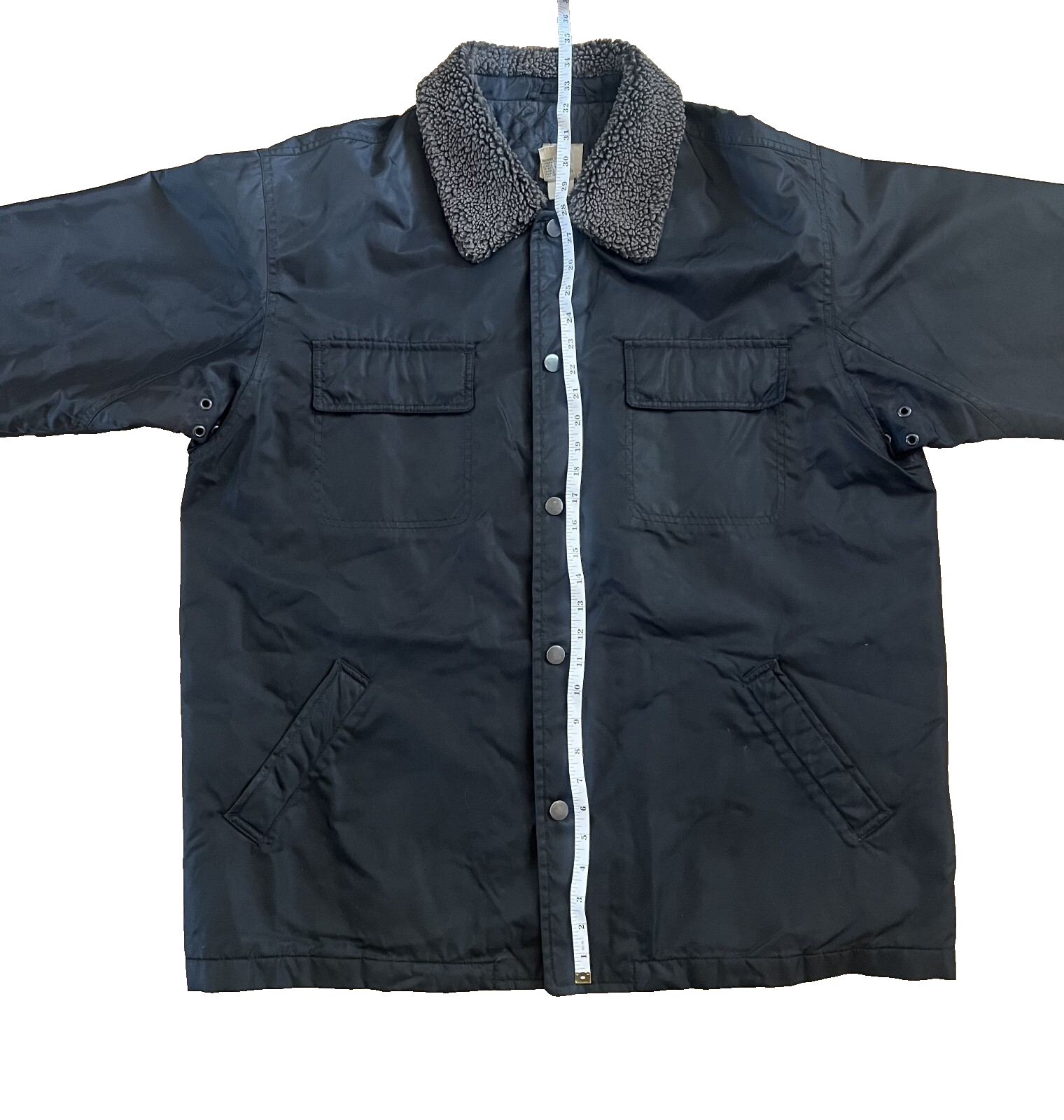 Vintage GAP Men's Utility Jacket Size Large Black Lined Button Deep Pile Collar