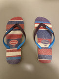 Havaianas Red Blue Purple And White Logo Thong Flip Flop Sandals Size 11