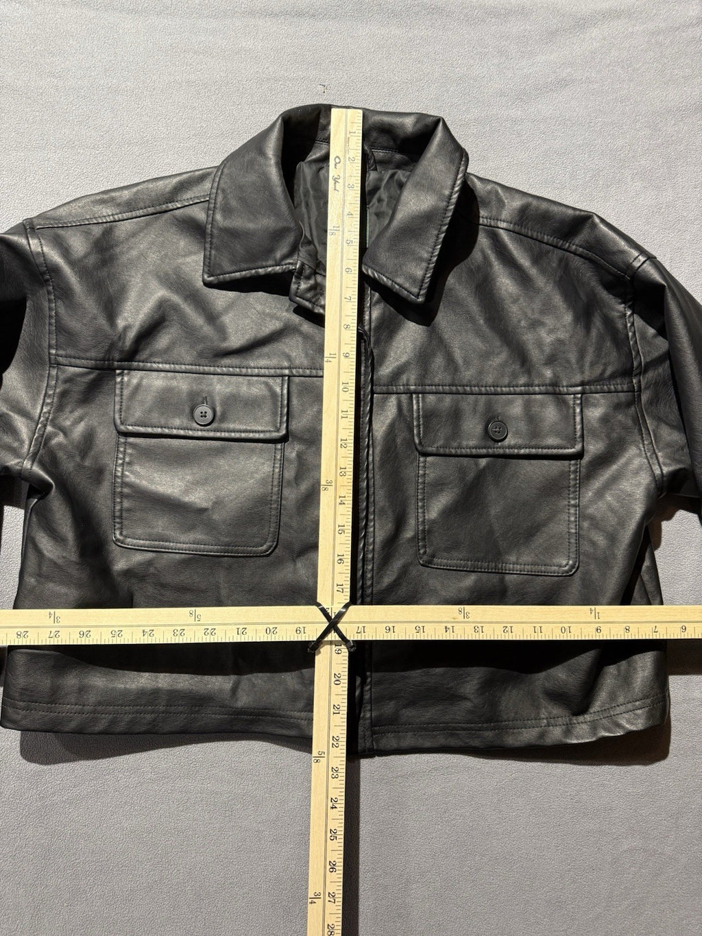 Wild Fable Women's Bougie Black Cropped Faux Leather Jacket Medium