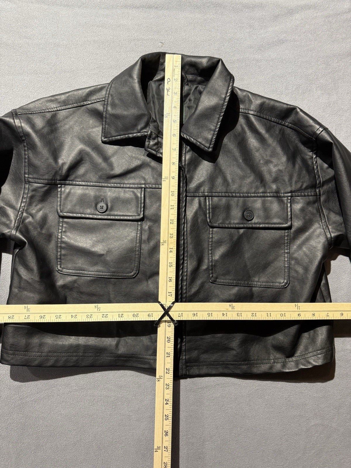 Wild Fable Women's Bougie Black Cropped Faux Leather Jacket Medium
