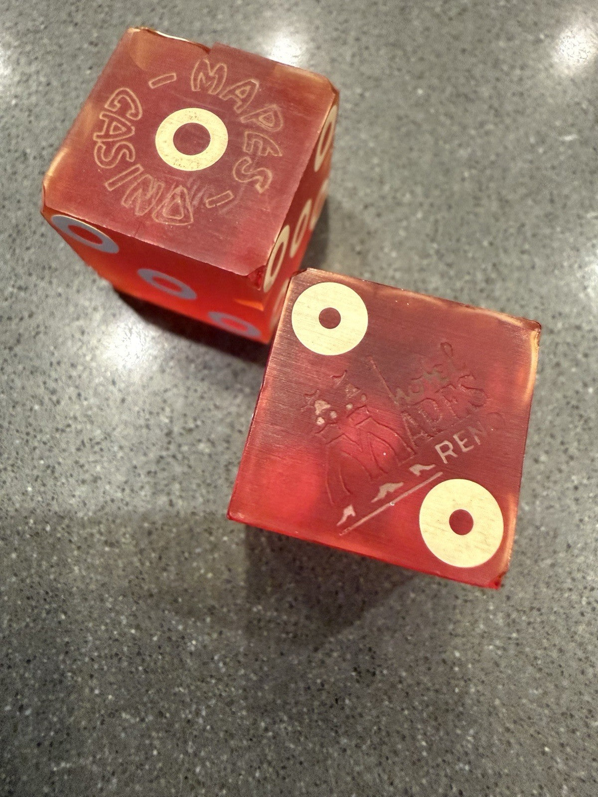 Old Rare Vintage Mapes Casino dice pair