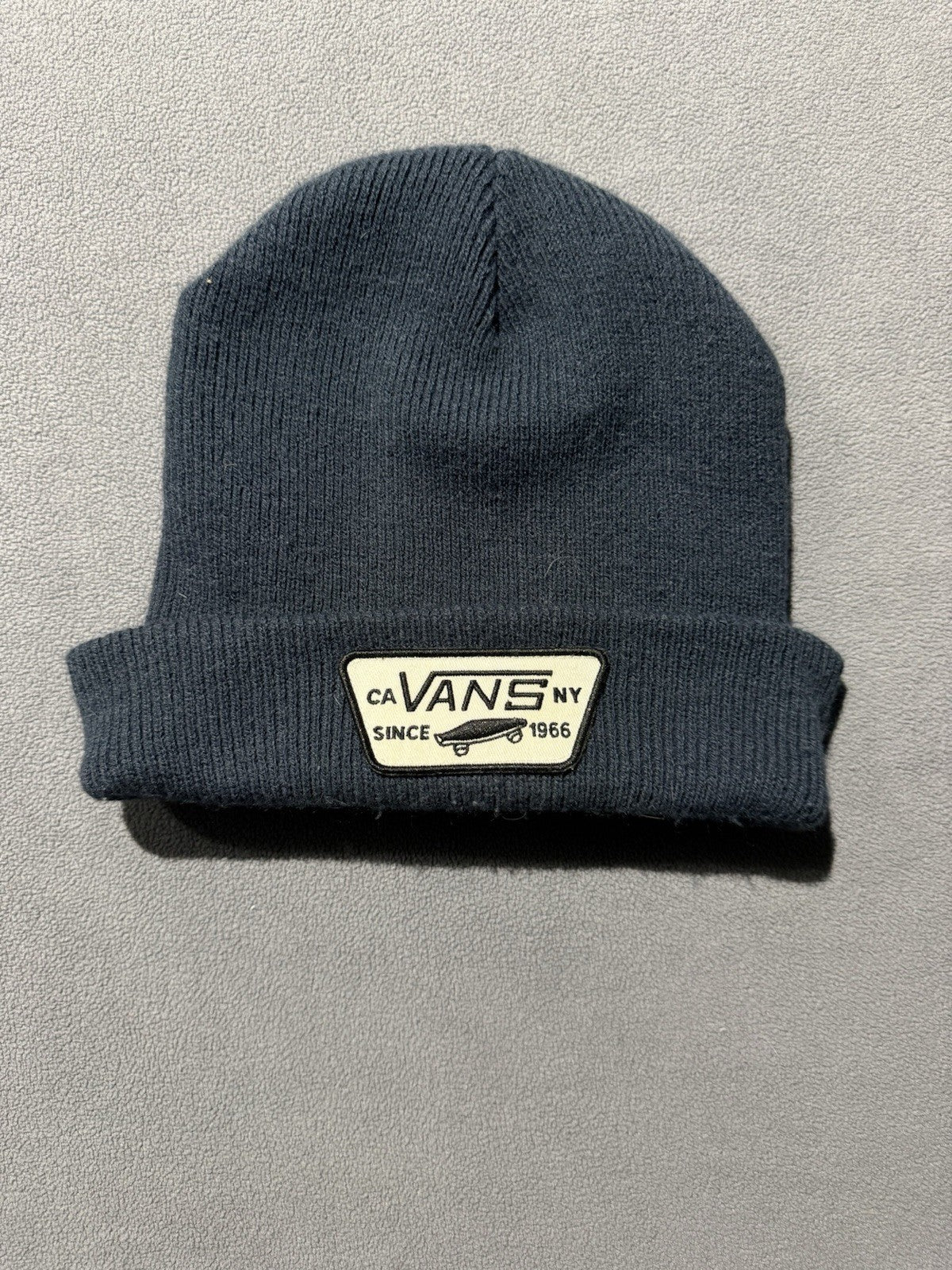 Vans CA NY Since 1966 Skateboard Patch Rare NavyBlue Greyish Color Winter Beanie