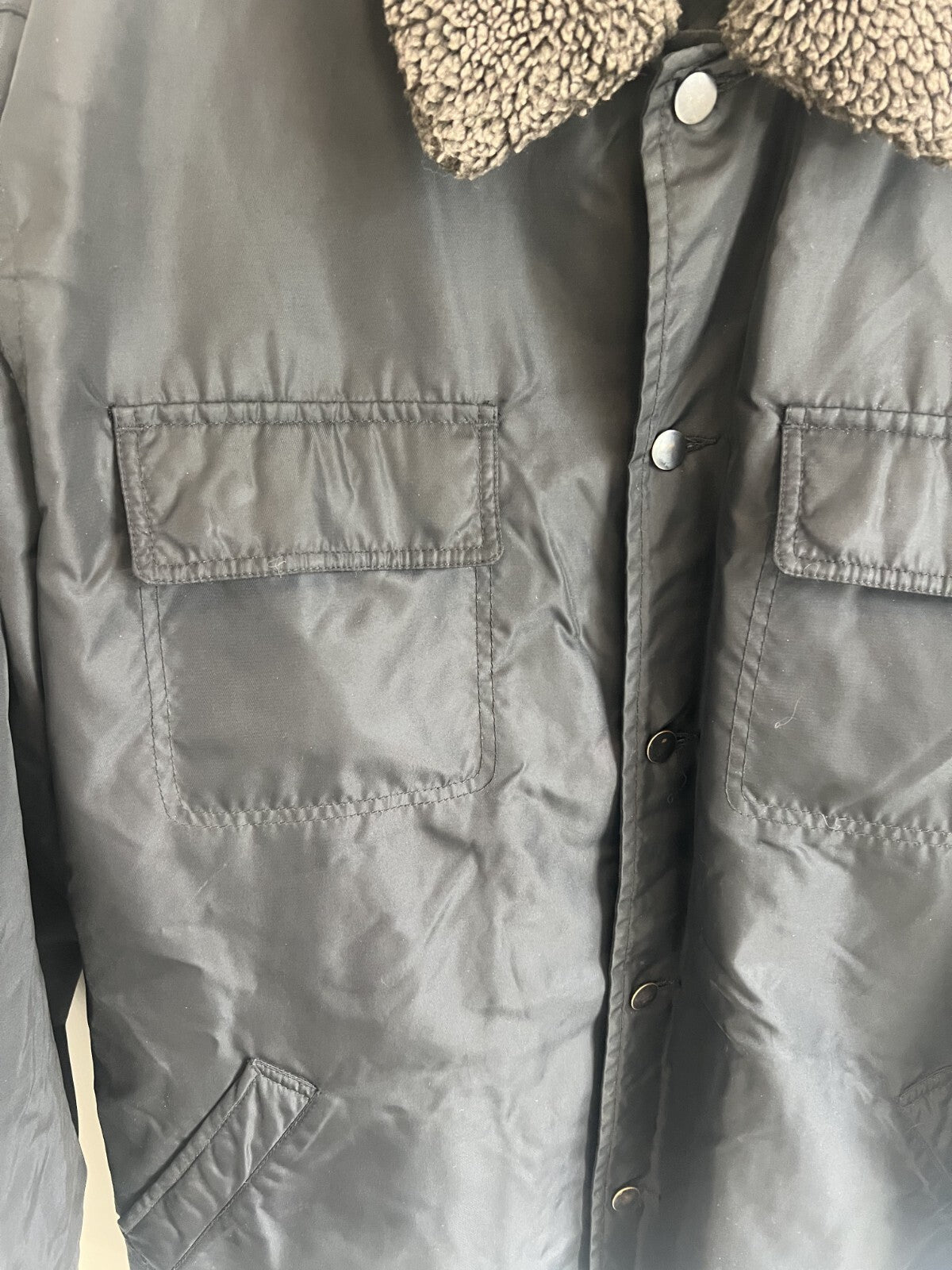Vintage GAP Men's Utility Jacket Size Large Black Lined Button Deep Pile Collar