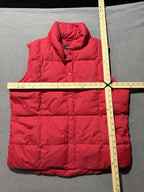 Lands End Puffer Vest Womens L 14-16 Red Goose Down Blend Front Pockets