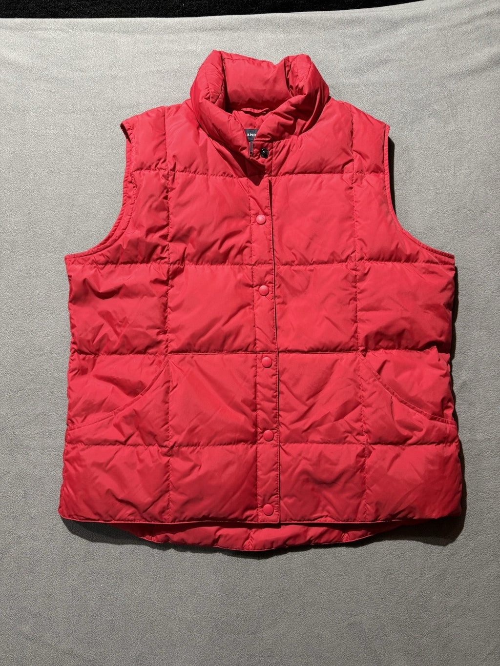 Lands End Puffer Vest Womens L 14-16 Red Goose Down Blend Front Pockets
