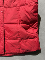 Lands End Puffer Vest Womens L 14-16 Red Goose Down Blend Front Pockets