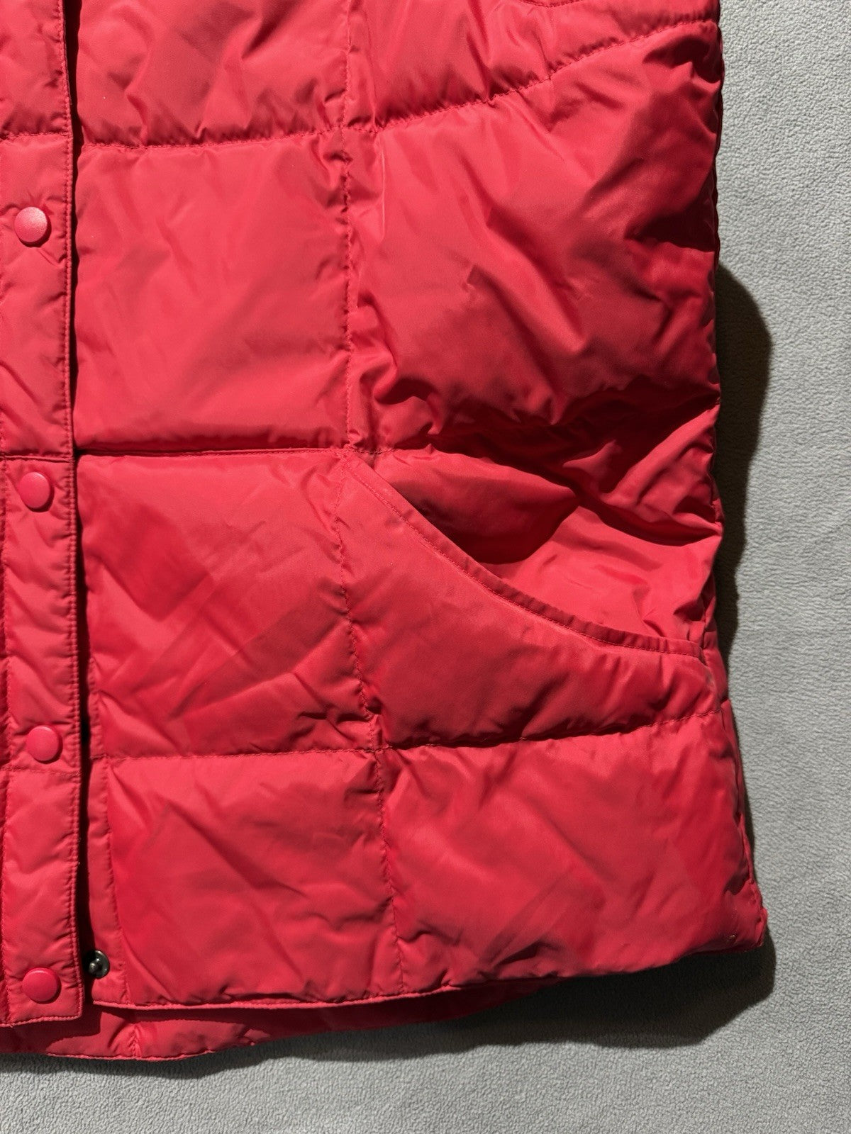 Lands End Puffer Vest Womens L 14-16 Red Goose Down Blend Front Pockets