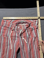 Sundance Pants Womens L Coral Striped Cotton Drawstring Wide Leg Boho Beach