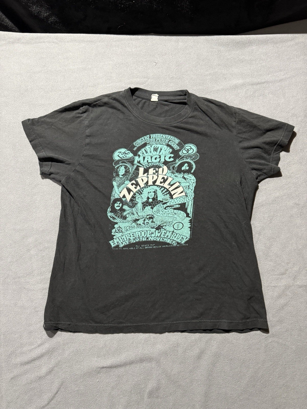 Vintage Led Zeppelin Electric Magic Empire Pool Wembley Concert T-Shirt Small