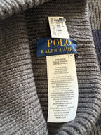 Polo Ralph Lauren Mens Hat & Scarf 2 Piece Set One Size Gray Navy Stripe NWT