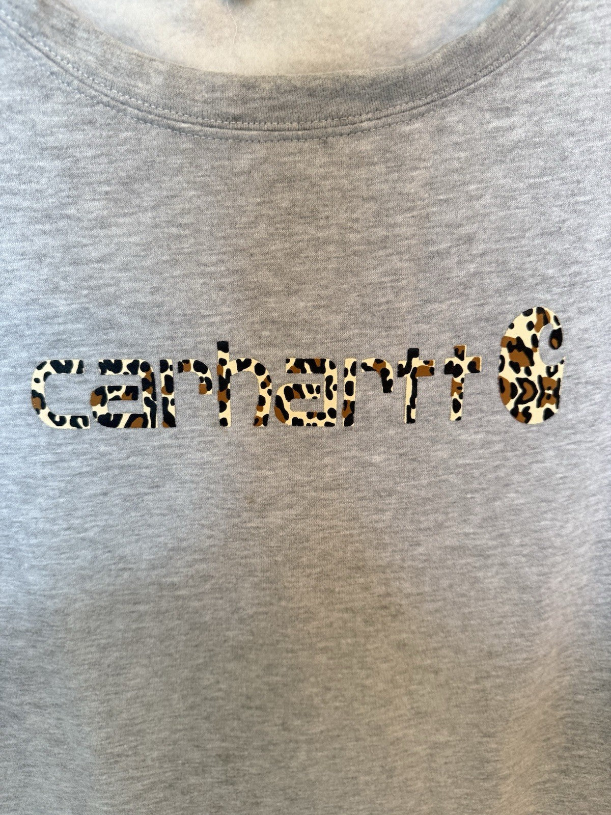 Rare Carhartt Women's Gray Large Sweatshirt Animal Print And Sleeve Letters Logo