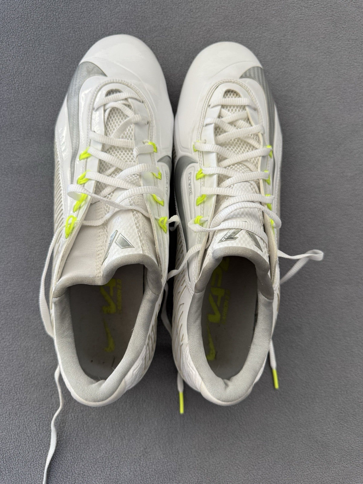 Nike Vapor Carbon Elite 2.0 Flywire 2014 cleats White/Silver Size 14
