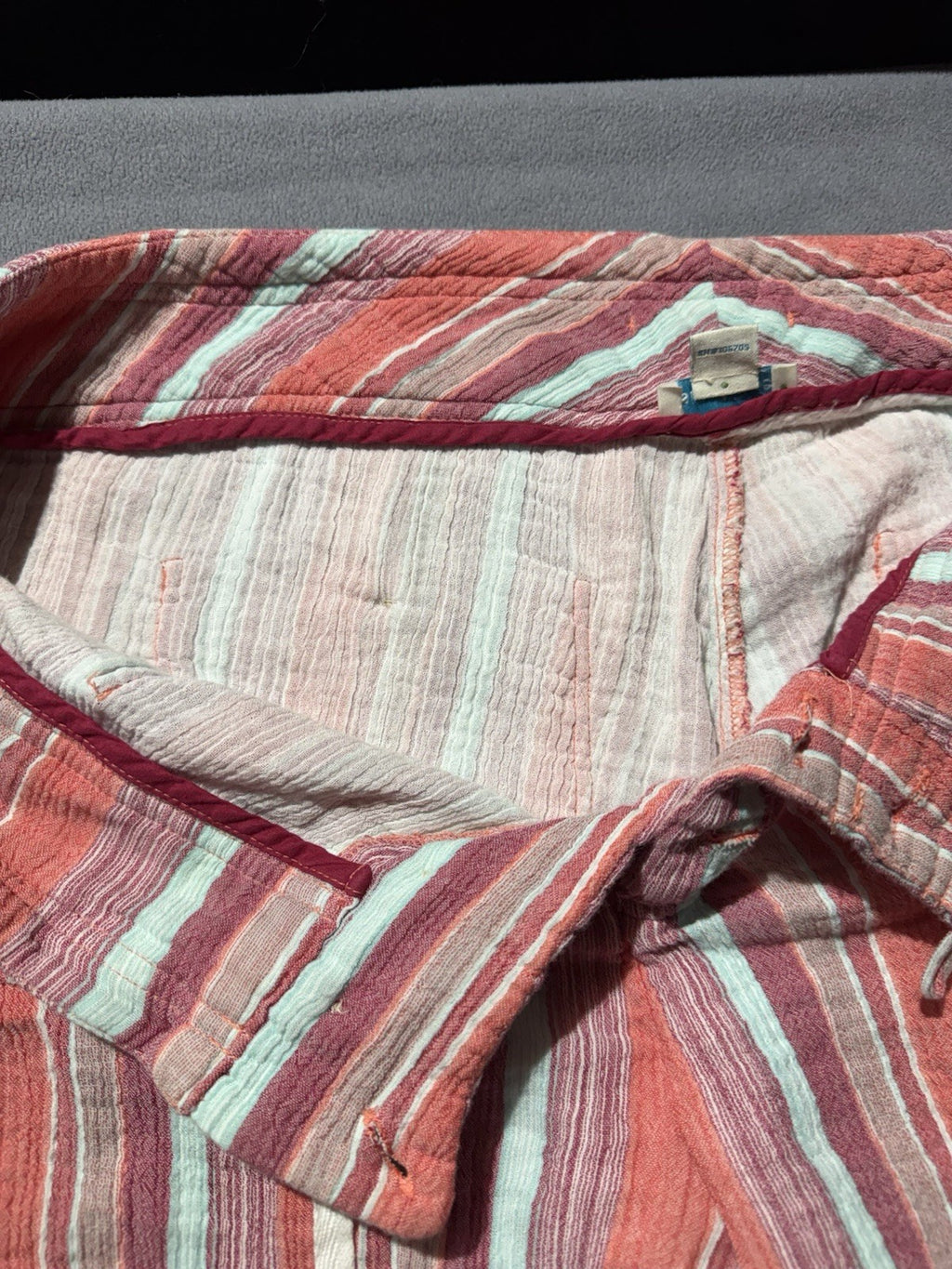Sundance Pants Womens L Coral Striped Cotton Drawstring Wide Leg Boho Beach
