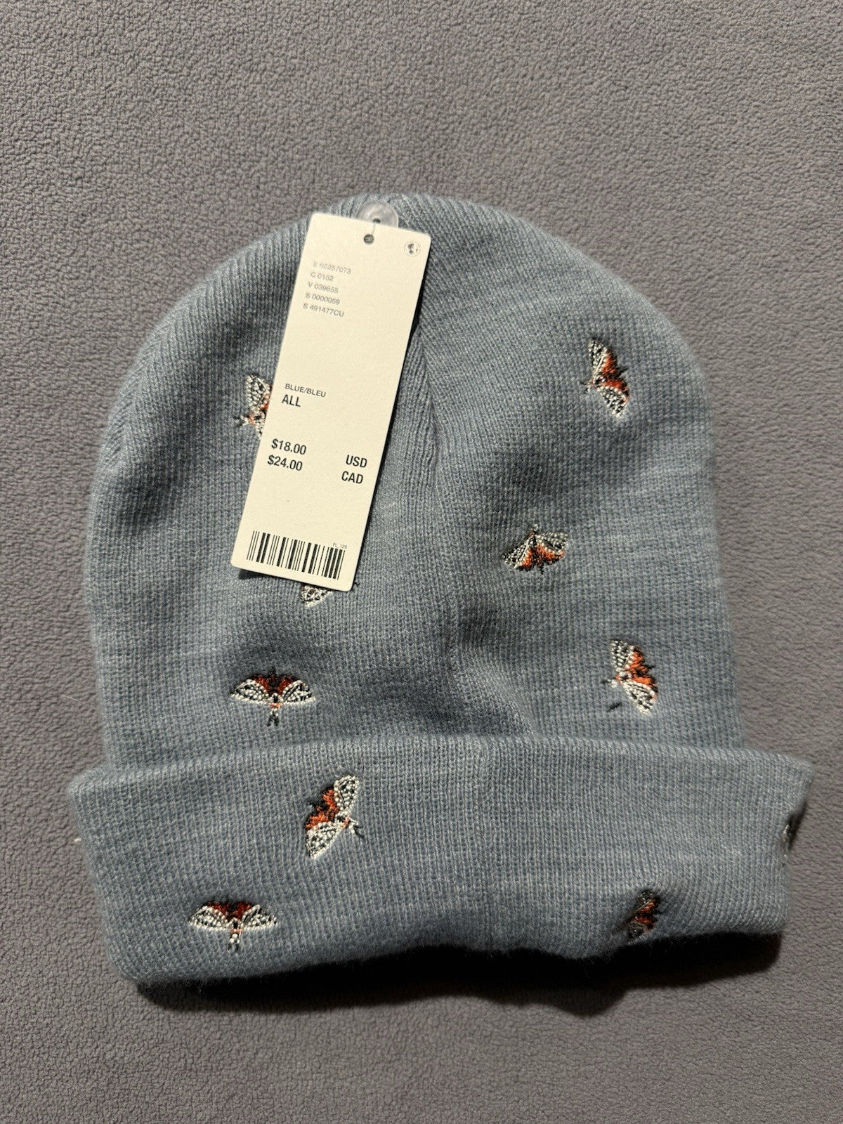 Urban Outfitters Rare Gray Embroidered Butterfly’s New With Tag