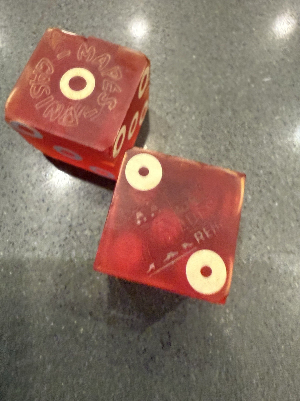Old Rare Vintage Mapes Casino dice pair