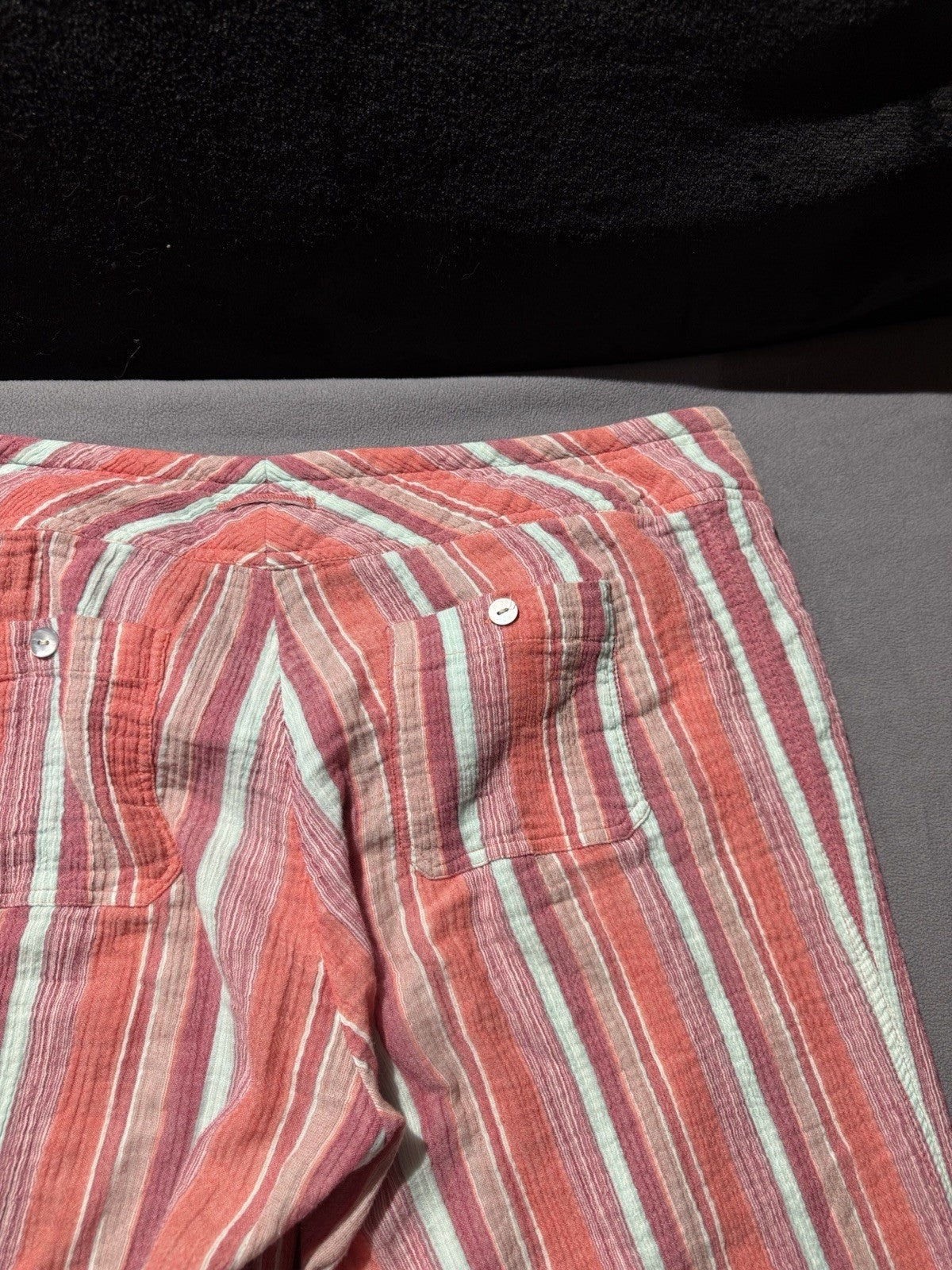 Sundance Pants Womens L Coral Striped Cotton Drawstring Wide Leg Boho Beach
