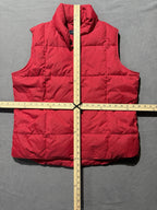 Lands End Puffer Vest Womens L 14-16 Red Goose Down Blend Front Pockets