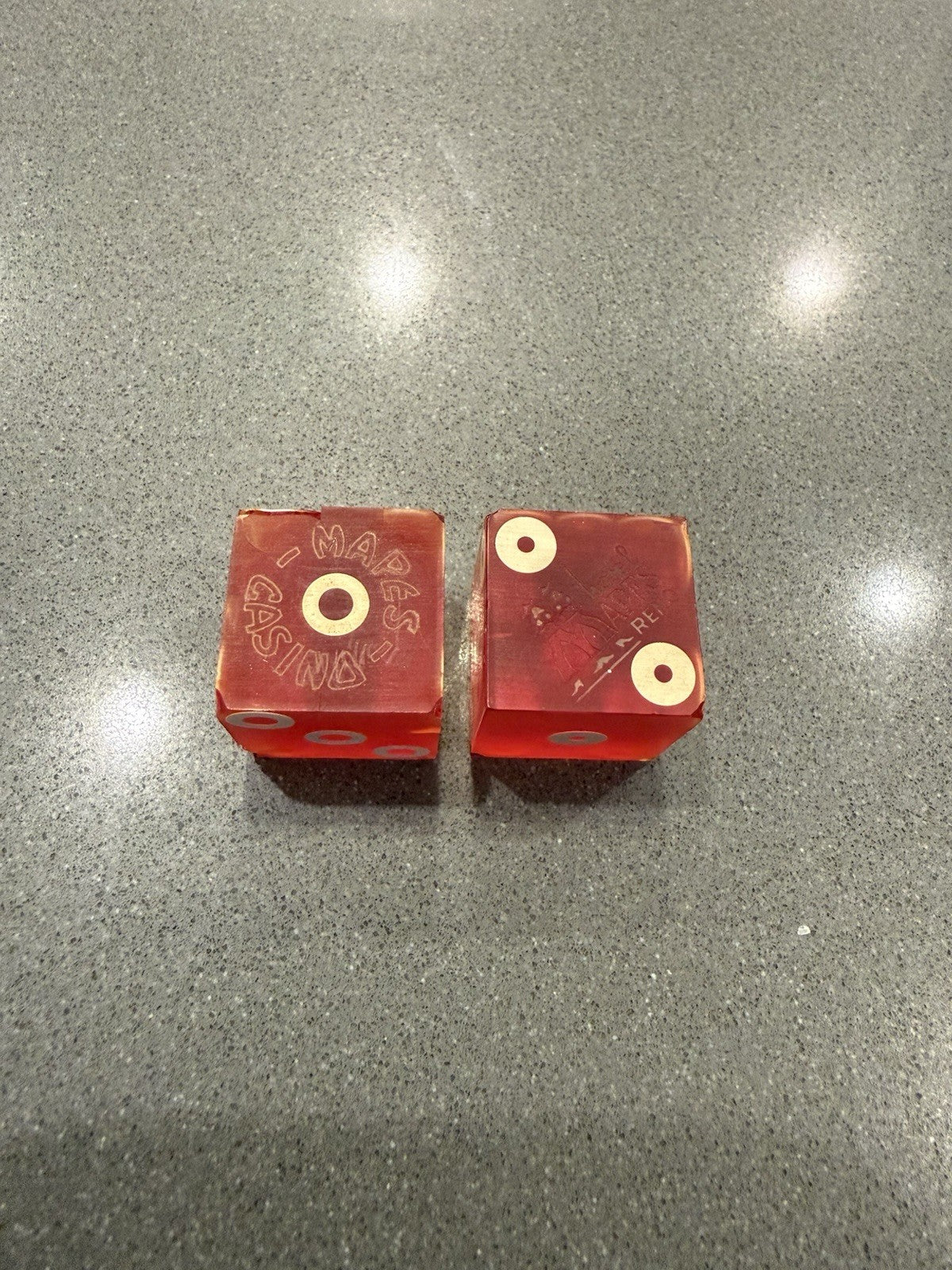 Old Rare Vintage Mapes Casino dice pair