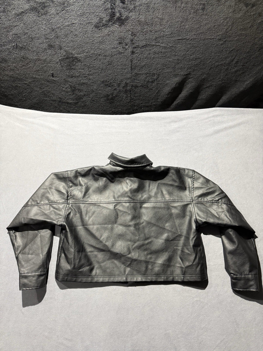 Wild Fable Women's Bougie Black Cropped Faux Leather Jacket Medium