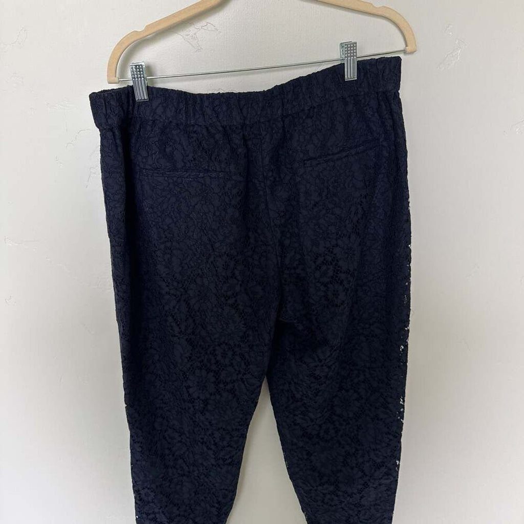 J. Crew Navy Floral Lace Pull On Pants Size 14