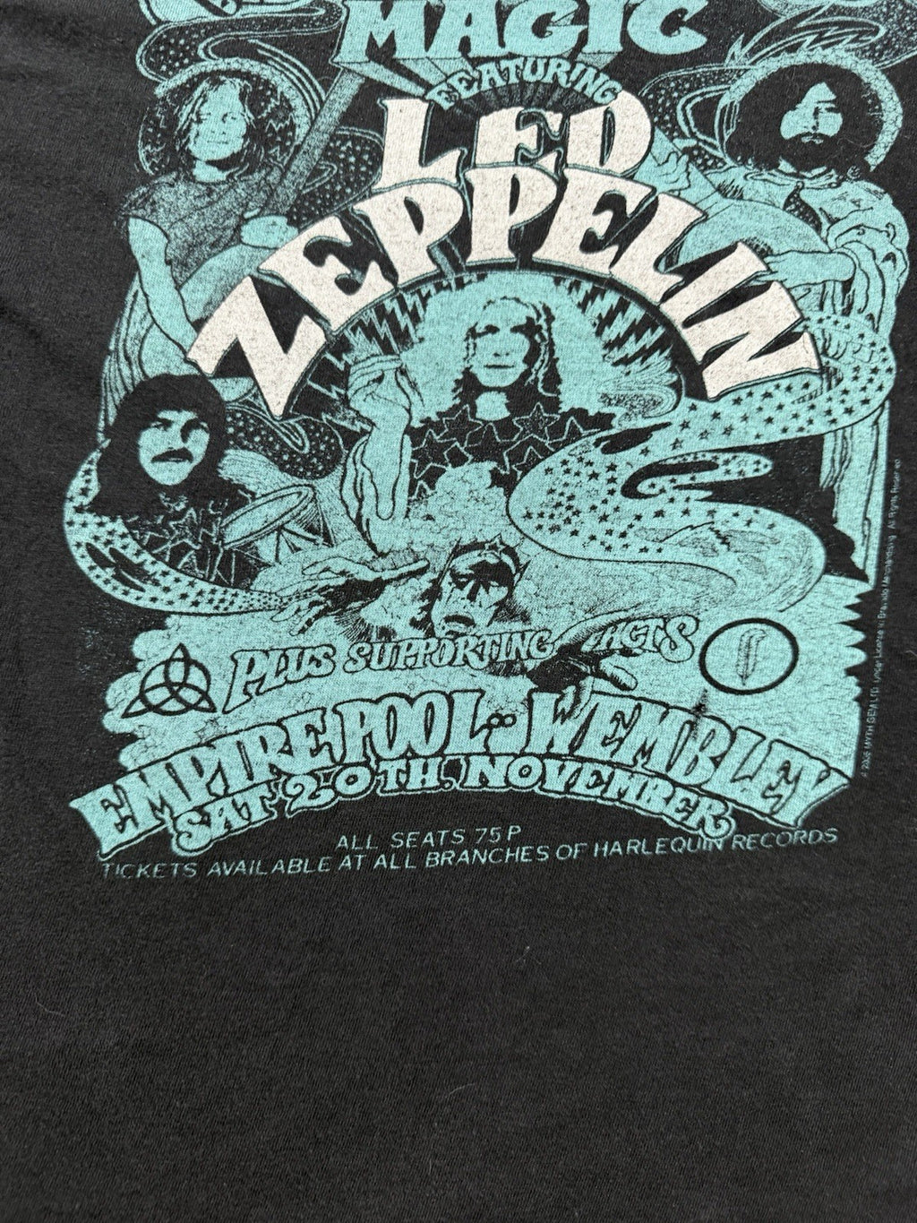 Vintage Led Zeppelin Electric Magic Empire Pool Wembley Concert T-Shirt Small
