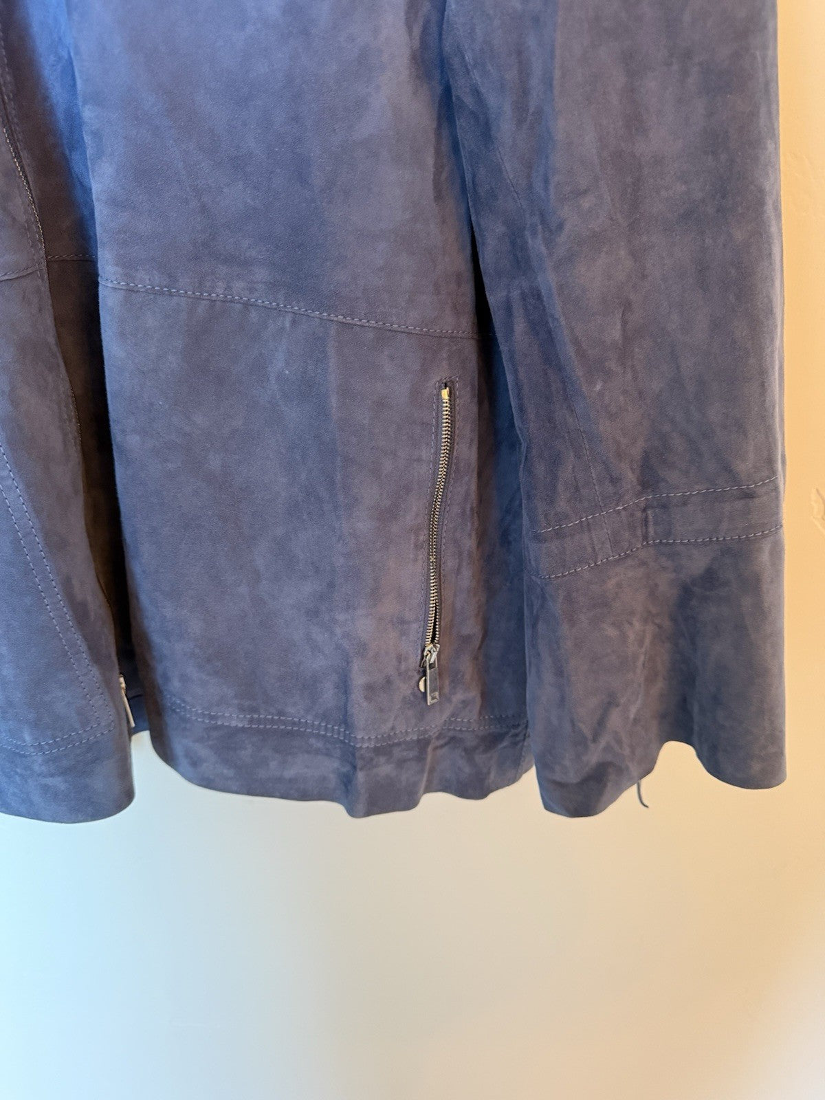 Lafayette 148 Women's Leather Jacket Blue, Size XL