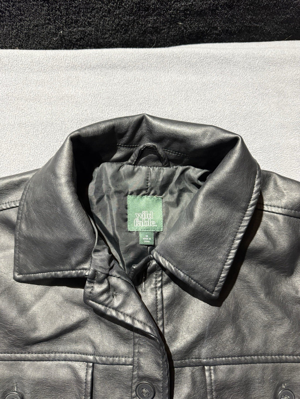 Wild Fable Women's Bougie Black Cropped Faux Leather Jacket Medium