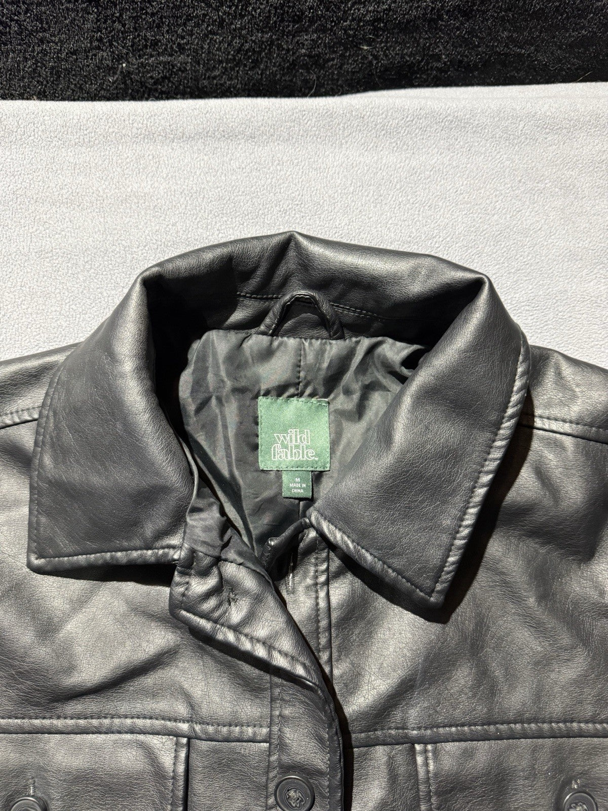 Wild Fable Women's Bougie Black Cropped Faux Leather Jacket Medium