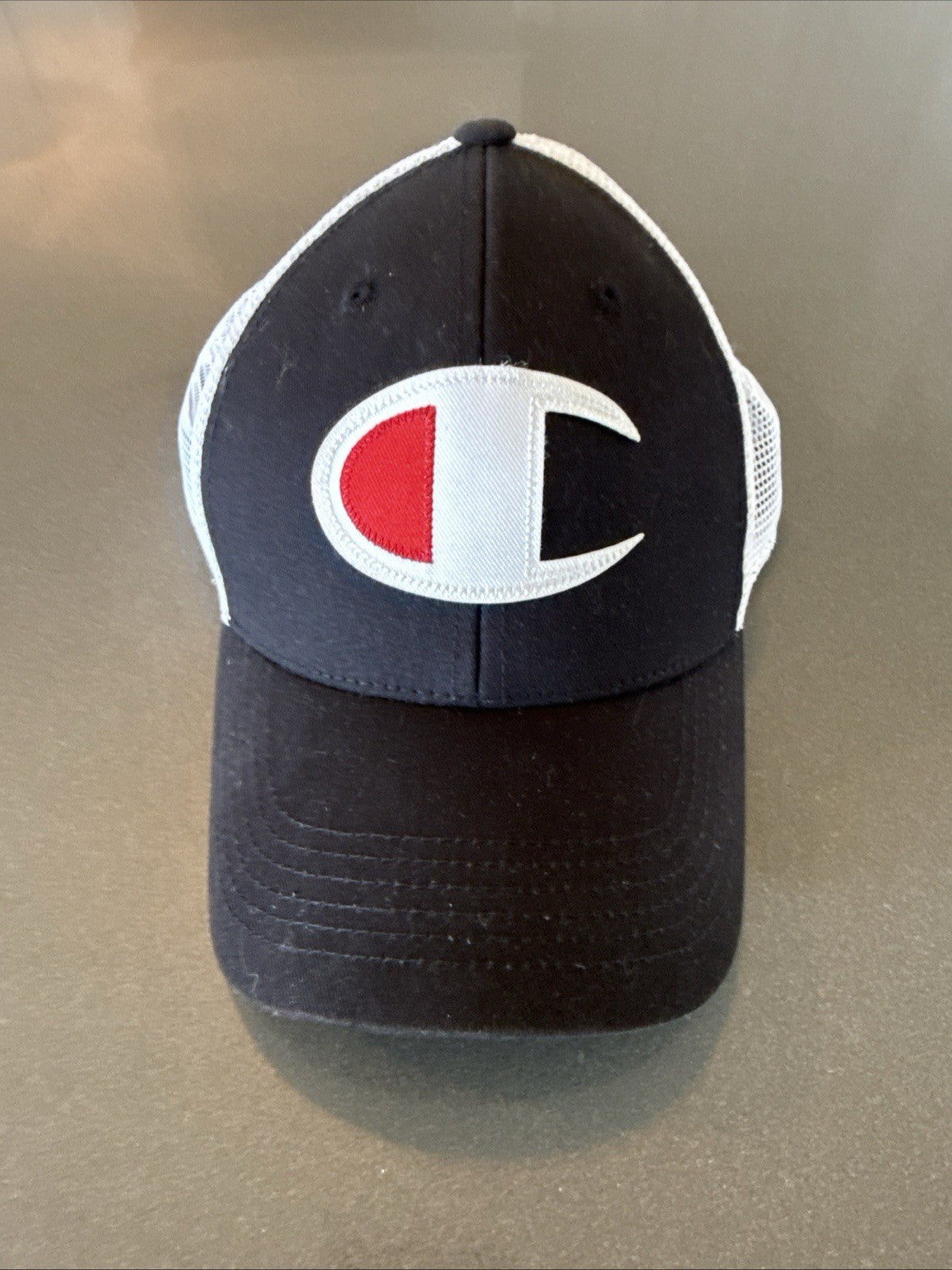 Vintage Champion Hat Giant C Patch Mesh Trucker Snapback Baseball Cap VGC