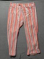 Sundance Pants Womens L Coral Striped Cotton Drawstring Wide Leg Boho Beach