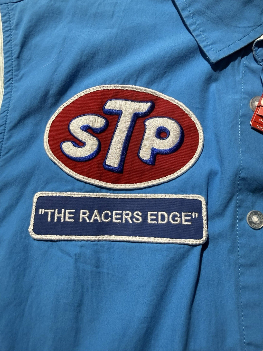 Richard Petty STP Racers Edge Short Sleeve Buttoned Down Shirt XL Dresden Blue