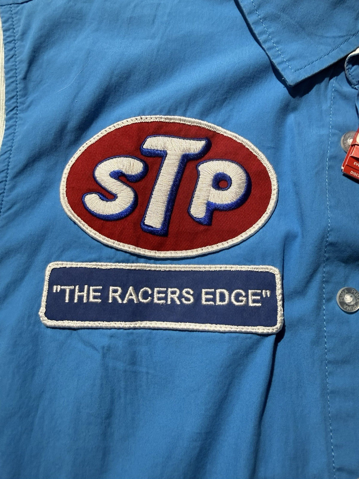 Richard Petty STP Racers Edge Short Sleeve Buttoned Down Shirt XL Dresden Blue