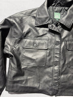 Wild Fable Women's Bougie Black Cropped Faux Leather Jacket Medium