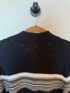 American Rag Sweater Mens Medium Black With Stripes 1/4 Zip Long Sleeve