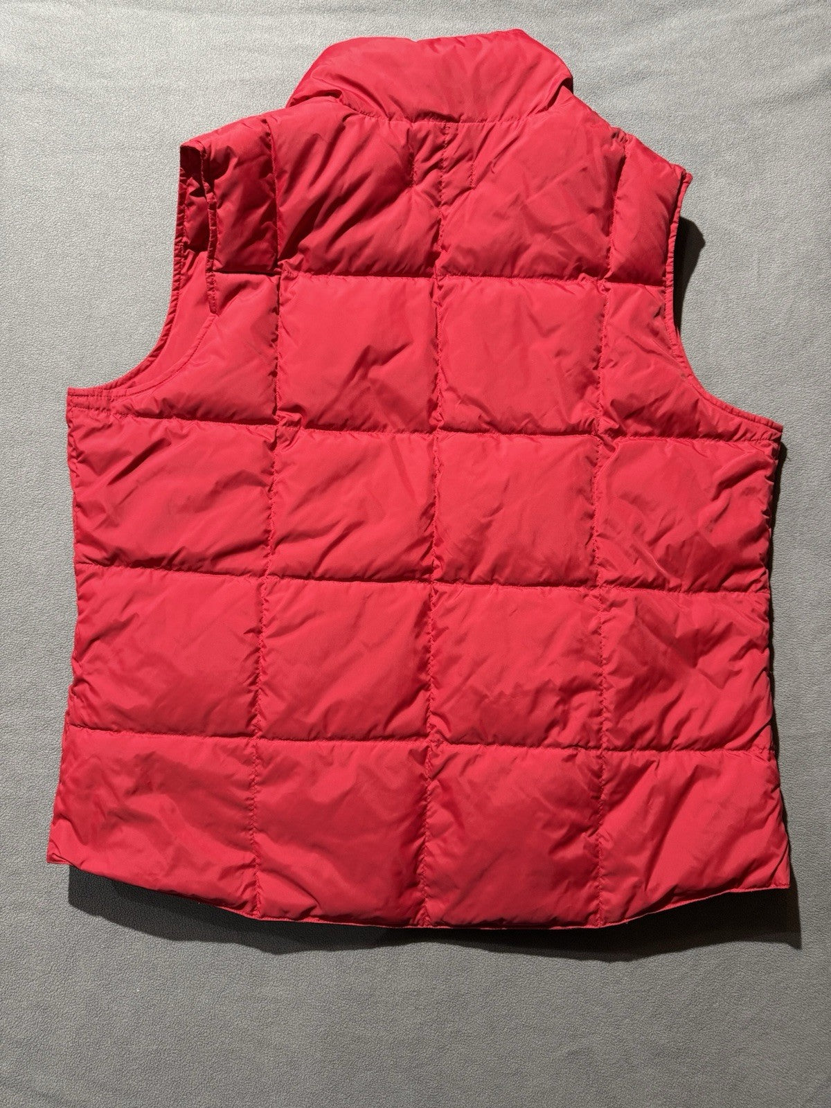 Lands End Puffer Vest Womens L 14-16 Red Goose Down Blend Front Pockets