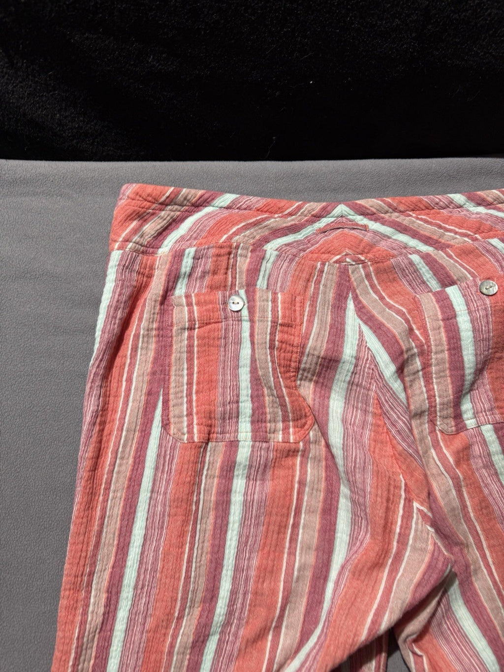 Sundance Pants Womens L Coral Striped Cotton Drawstring Wide Leg Boho Beach