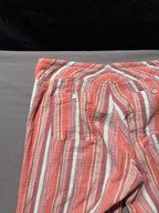 Sundance Pants Womens L Coral Striped Cotton Drawstring Wide Leg Boho Beach