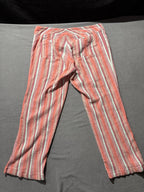 Sundance Pants Womens L Coral Striped Cotton Drawstring Wide Leg Boho Beach